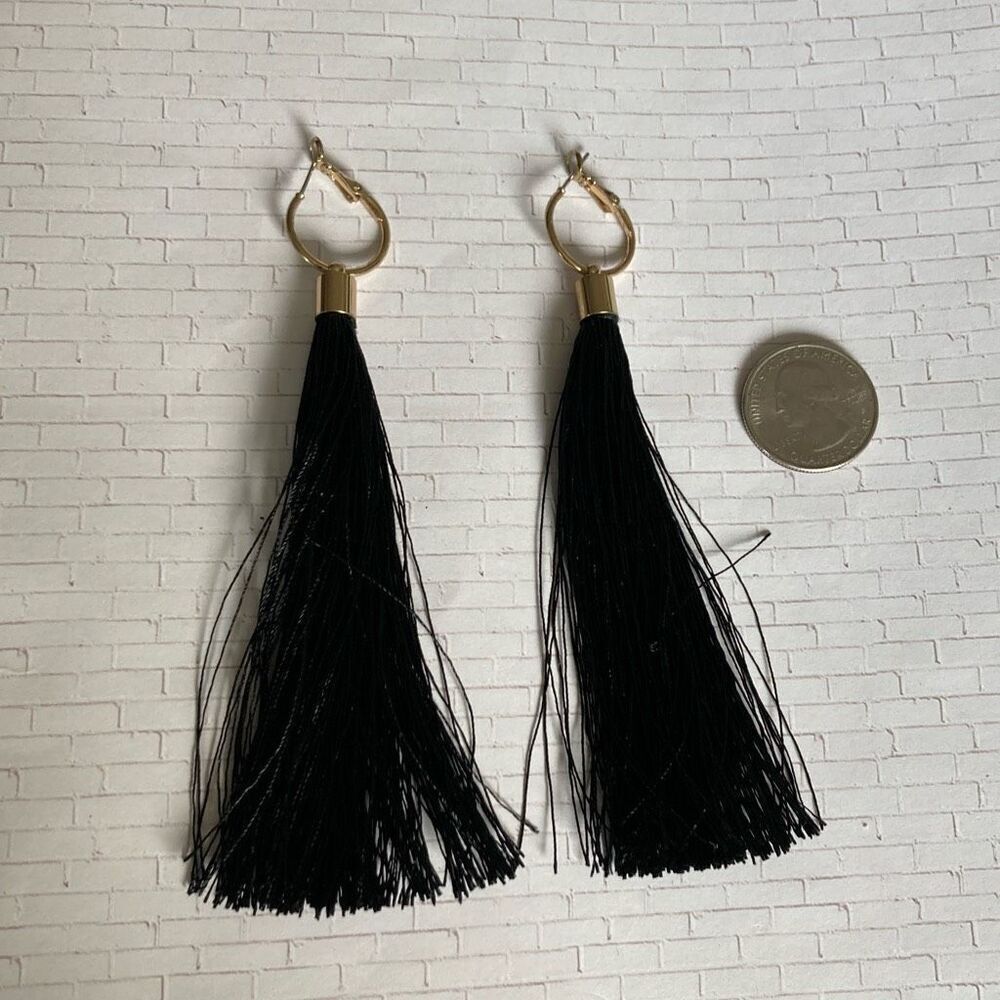 Women's Tassel Earrings Black - Picture 5 of 5